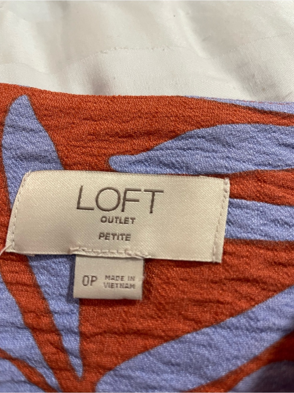 LOFT Outlet Petite ANN TAYLOR faux wrap skirt orange lavender 0P tropical print - Picture 12 of 15